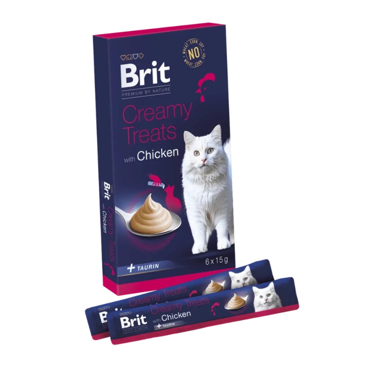 Brit Pamlsky pro kočky Premium by Nature Cat Creamy Treats with Chicken, 6x 15 g