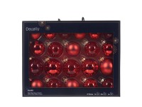 Decoris Sada skleněných koulí na vánoční stromek, červená, 21dílná Decoris Sada skleněných koulí na vánoční stromek, červená, 21dílná