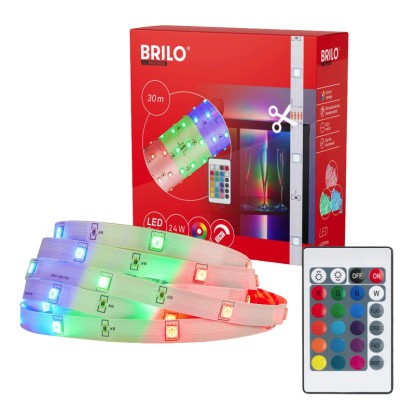 BRILO USB RGB LED samolepicí pásek stmívatelný 24 W, 2 x 15 m