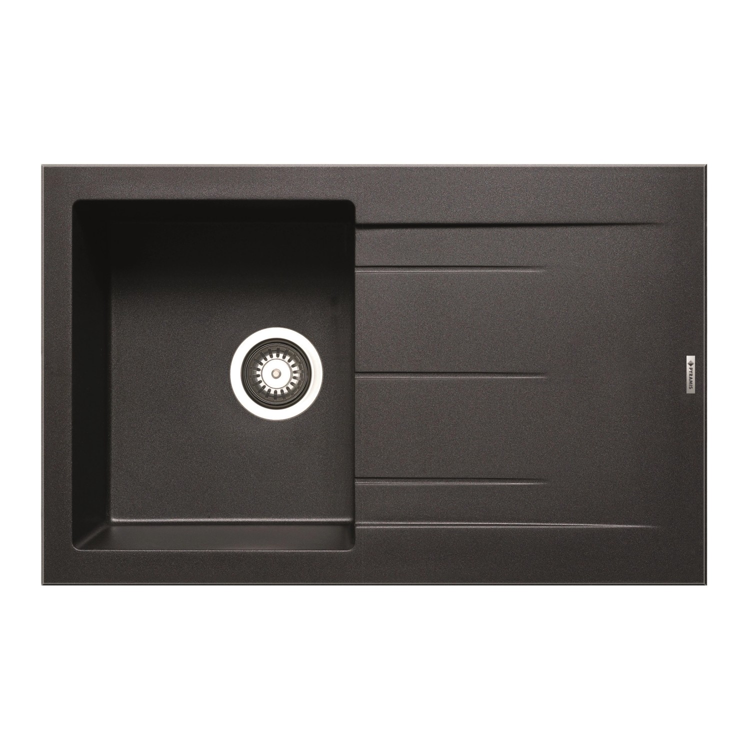 Pyramis Granitový dřez s odkapávačem Athlos 1B 1D, carbon, 79 x 50 cm