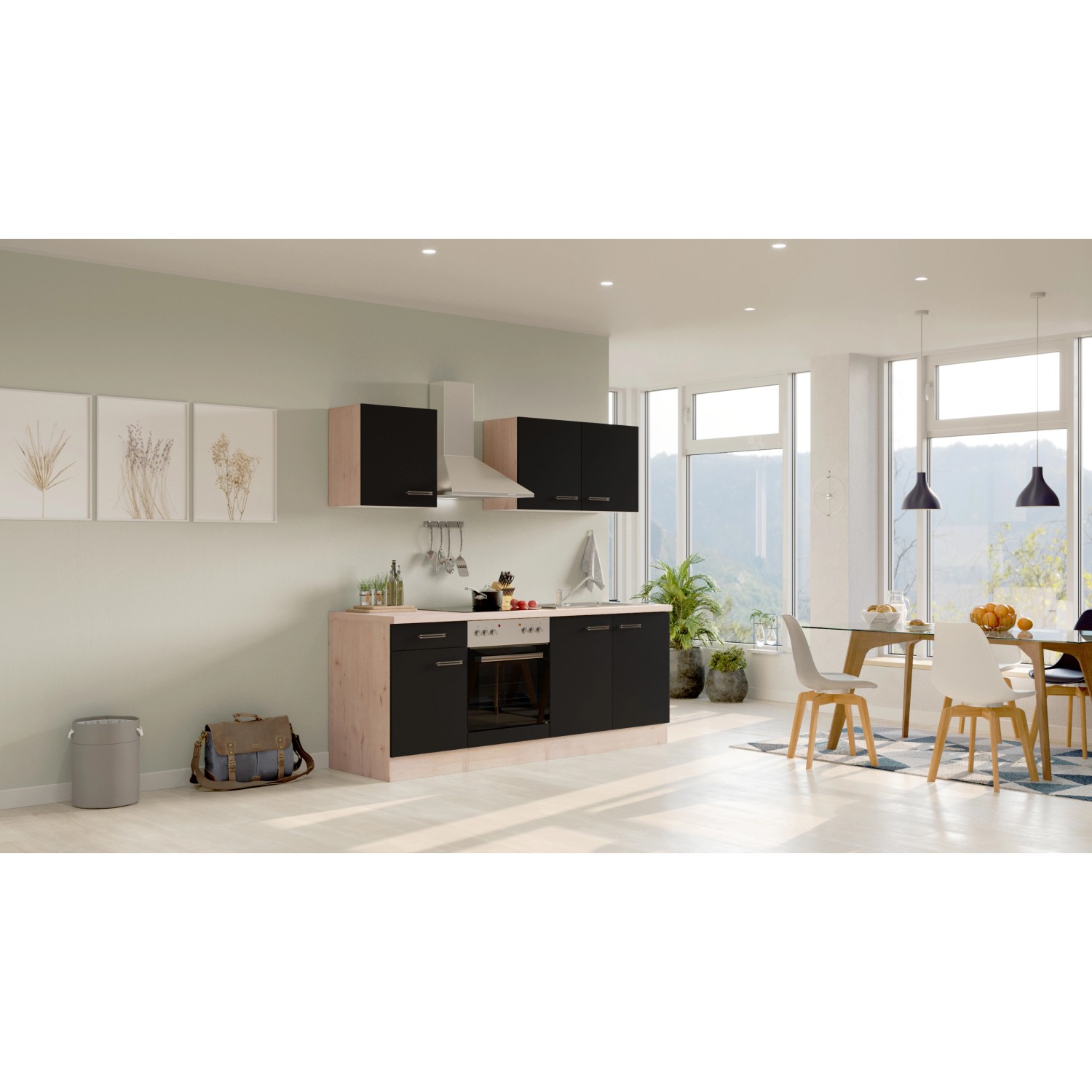 Flex-Well Kuchyně Lara 210 cm/typ 2 - trouba/varná deska/digestoř