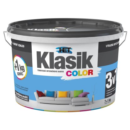 HET Klasik COLOR Tónovaná interiérová barva KC 0417 modrá azurová, 7 + 1 kg
