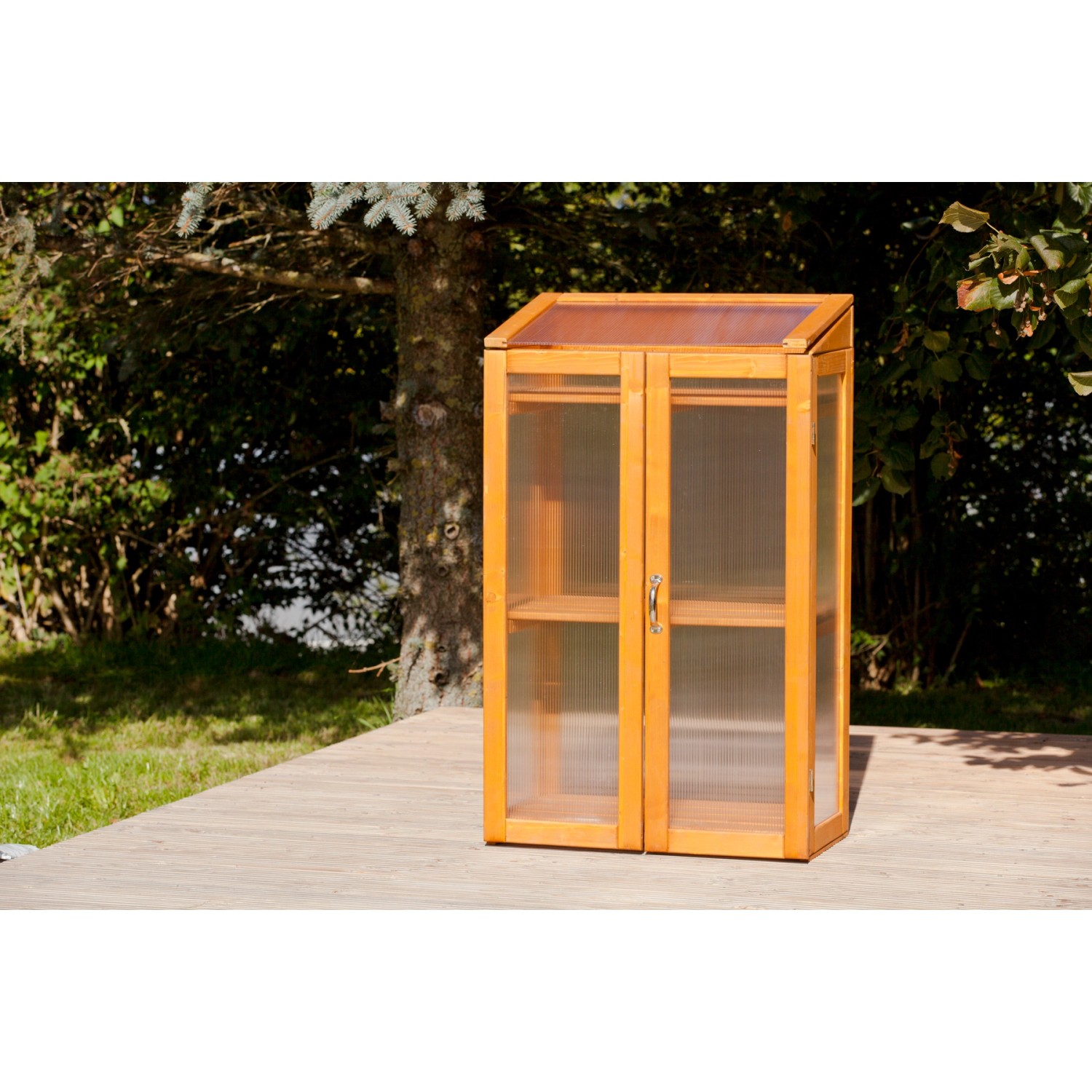 Gaspo Vertikální pařník s dřevěným rámem, medově hnědá, 70 x 50 x 120 cm