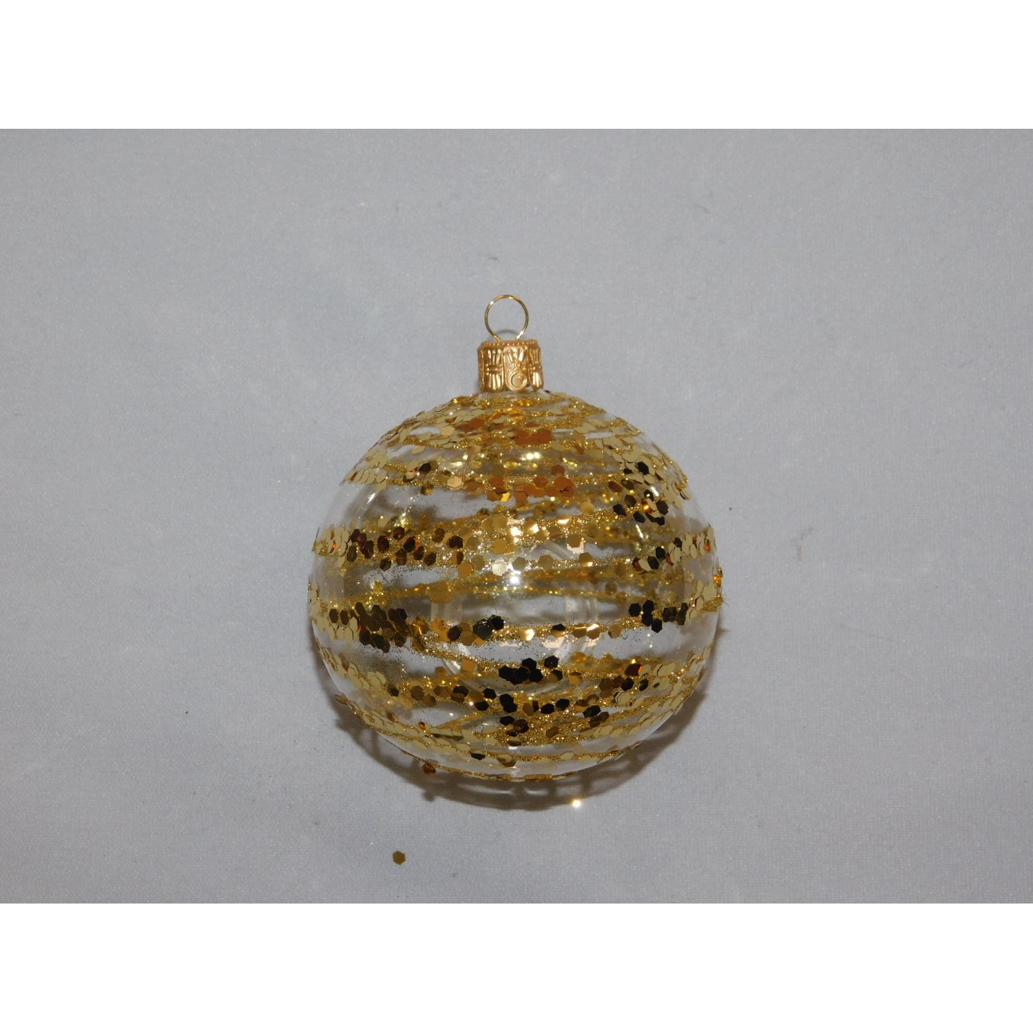 ORNEX Vánoční ozdoba skleněná koule flitry čirá 80 mm
