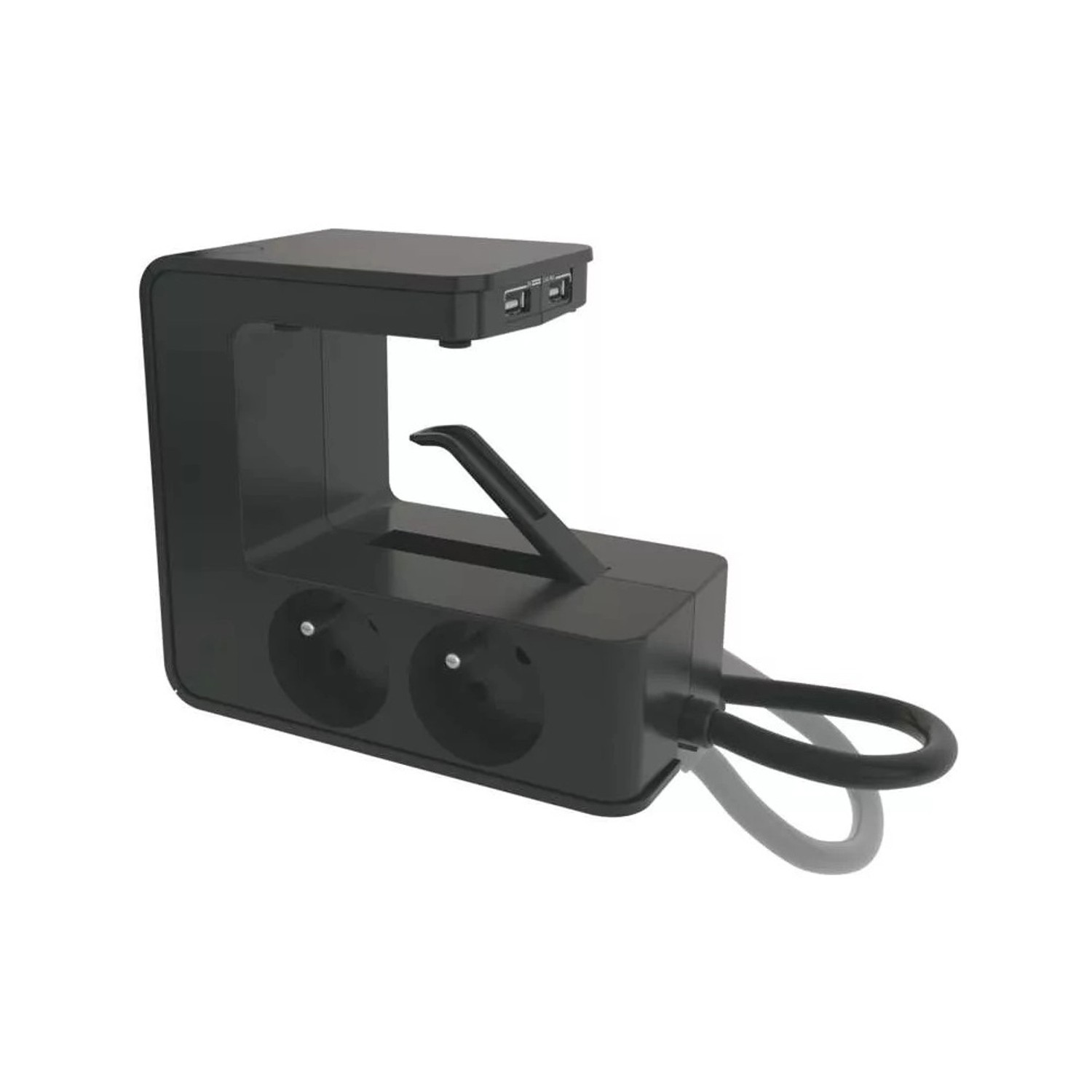 Legrand Připínací prodlužovací zásuvka, 4 zásuvky, USB A, černá, 1,5 m