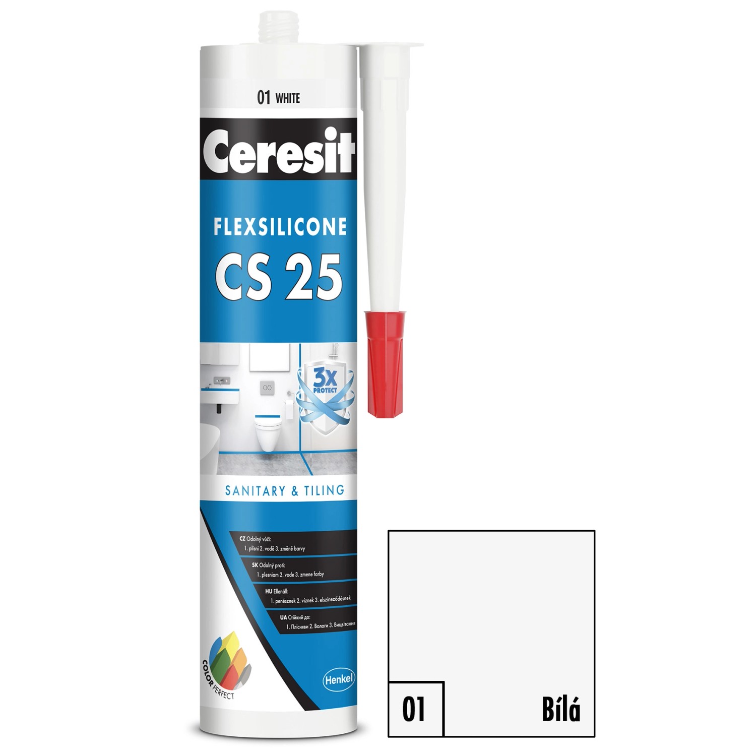Silikon sanitární Ceresit CS25 01 bílý 280 ml