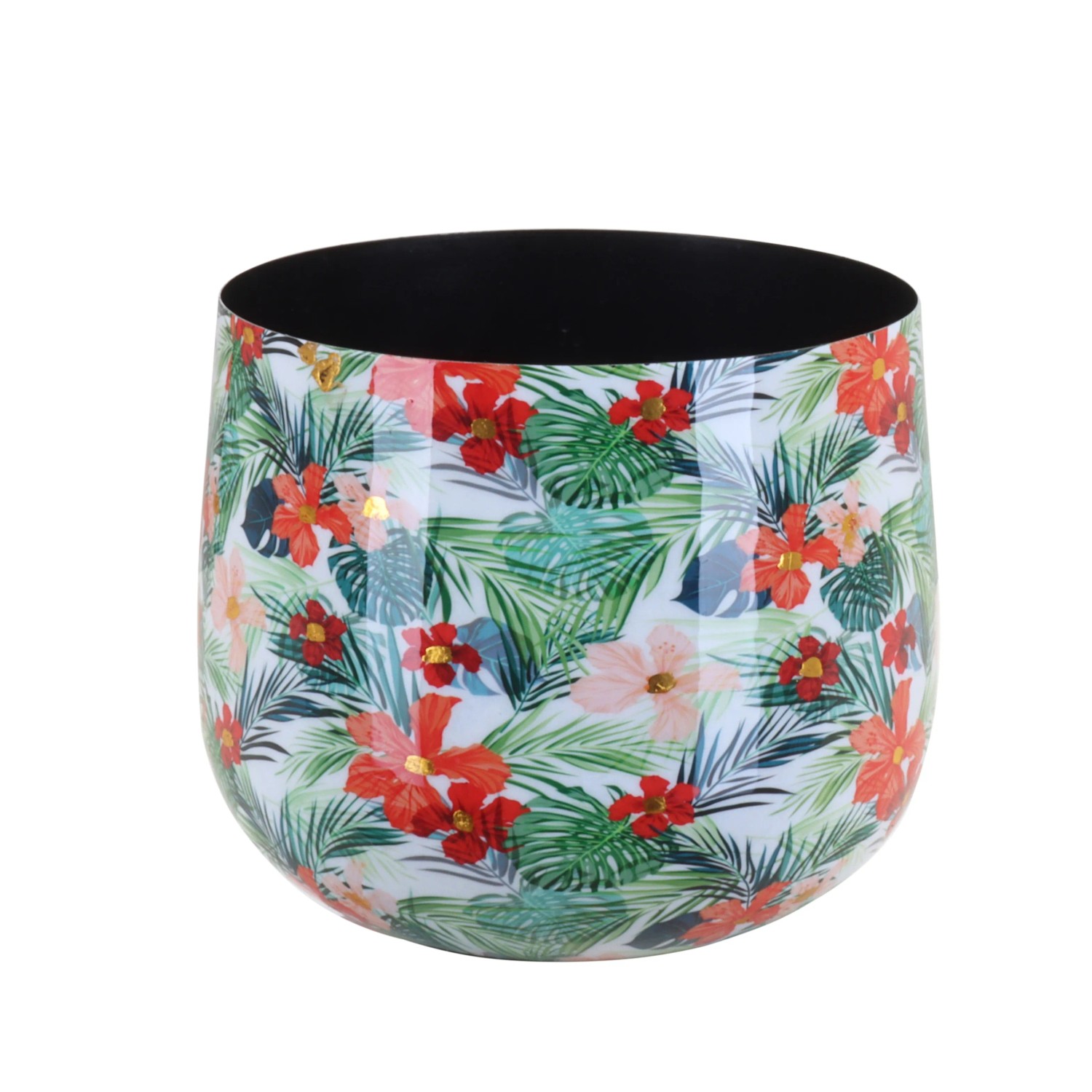A.H.G. Obal na květináč Flora se zlatými detaily, tropical, pr. 13 x 9 cm