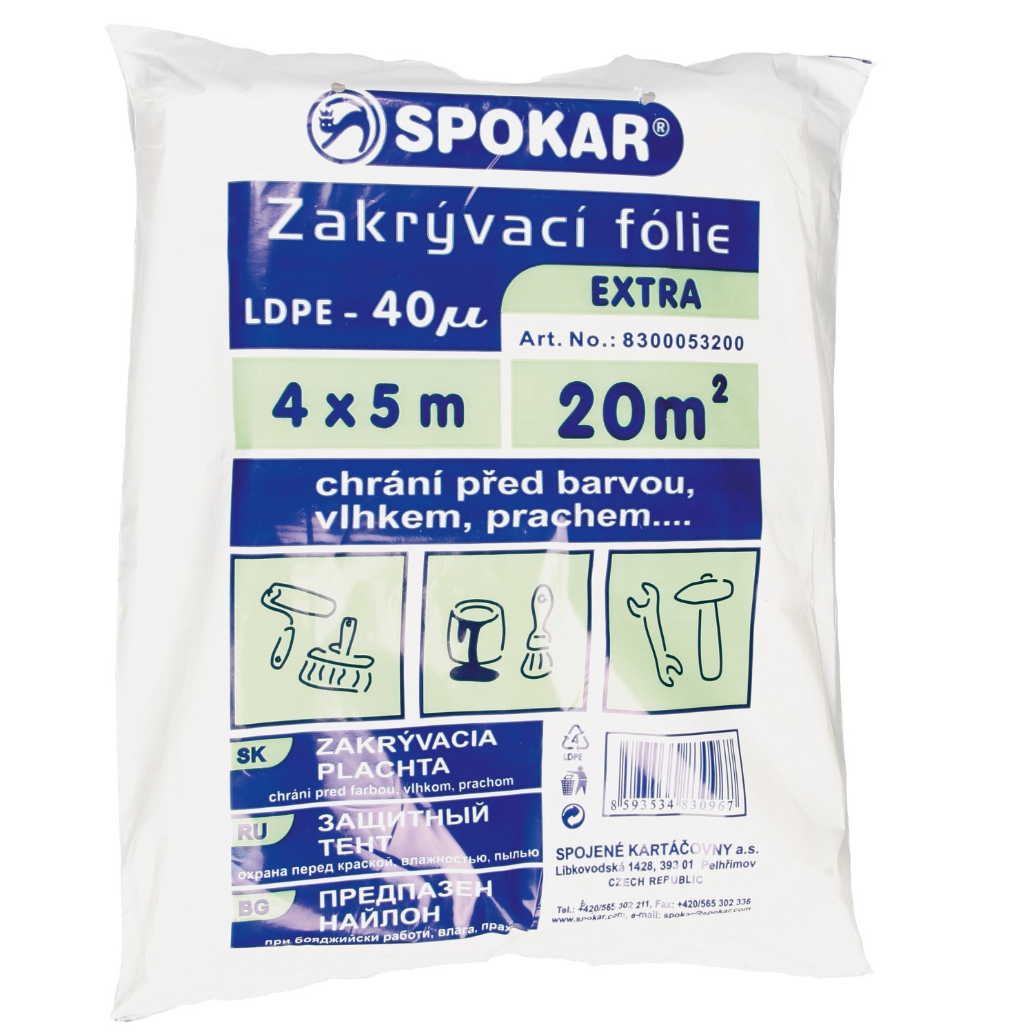 Spokar Zakrývací fólie LDPE Extra 4 x 5 m, 40 um