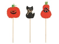 Zápich dýně a černá kočka 6 cm + špejle