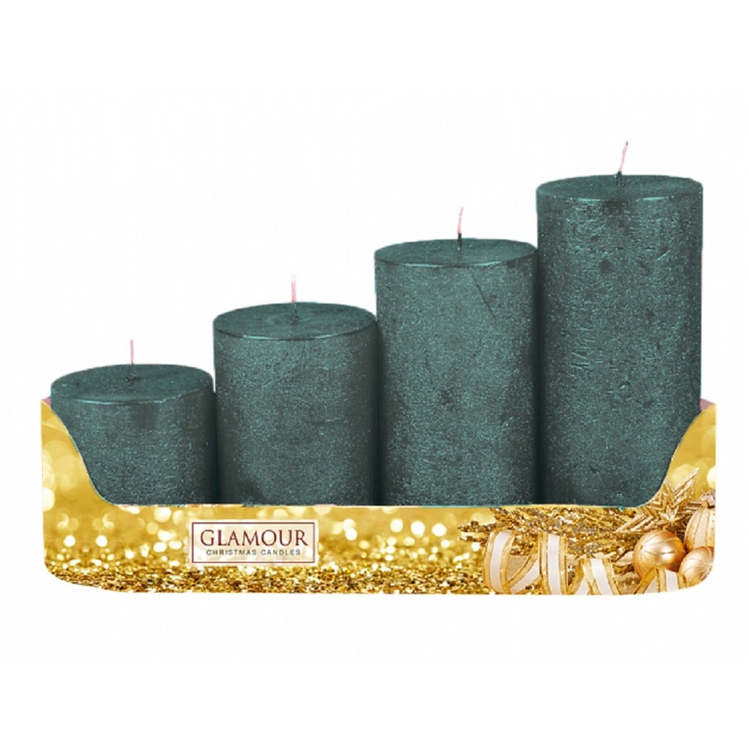 Nohel Garden Adventní svíčky stupňovité rustikální metalické zelené 4 ks