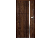 O.K. DOORS Ocelové vchodové dveře IRIS P55 tmavý ořech 80 L