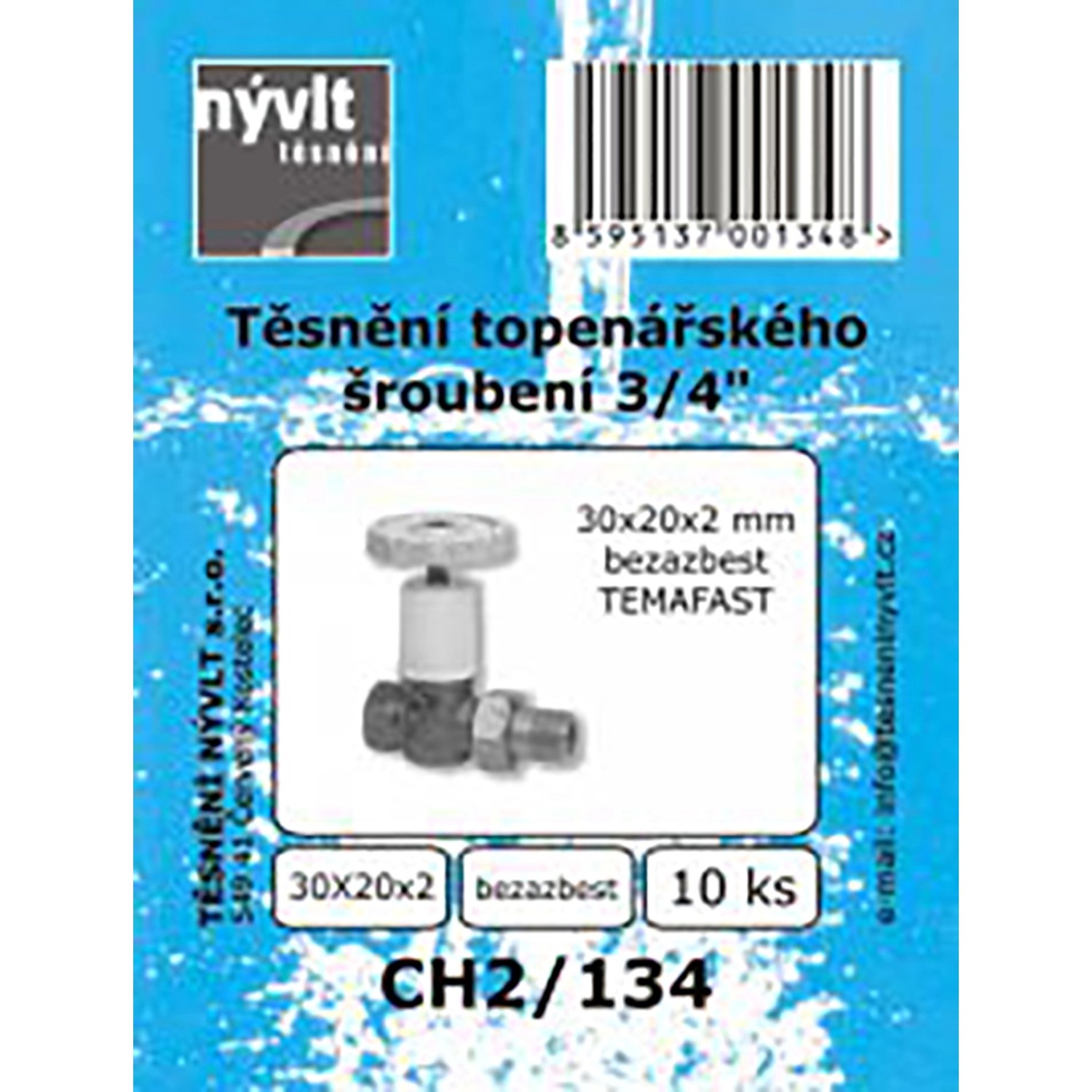 Sada těsnění topenářského šroubení CH2/134 3/4'' 30×20×2, temafast (10 ks/bal.)