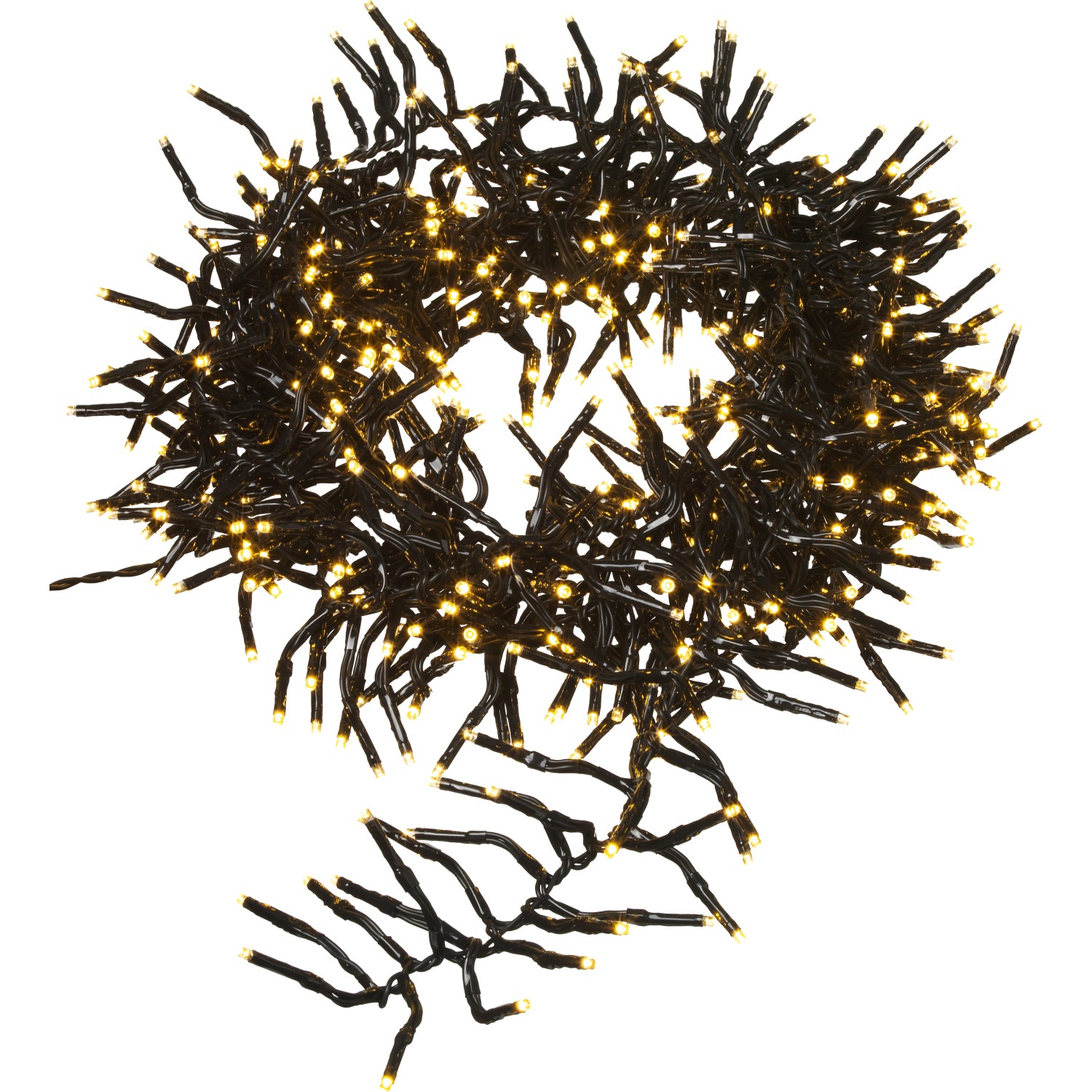 LED světelný řetěz se světly v trsu, 768 diod teplá bílá, černý kabel, 8,5 m