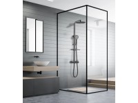 Aurlane Sprchový set Black Lotus se sprchovou baterií a tyčí černý 790-1190 cm