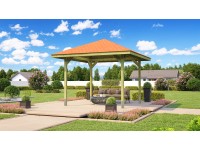 Weka Dřevěný zahradní altán 651 vel. 2 vč. šindelů 333 x 333 x 286 cm