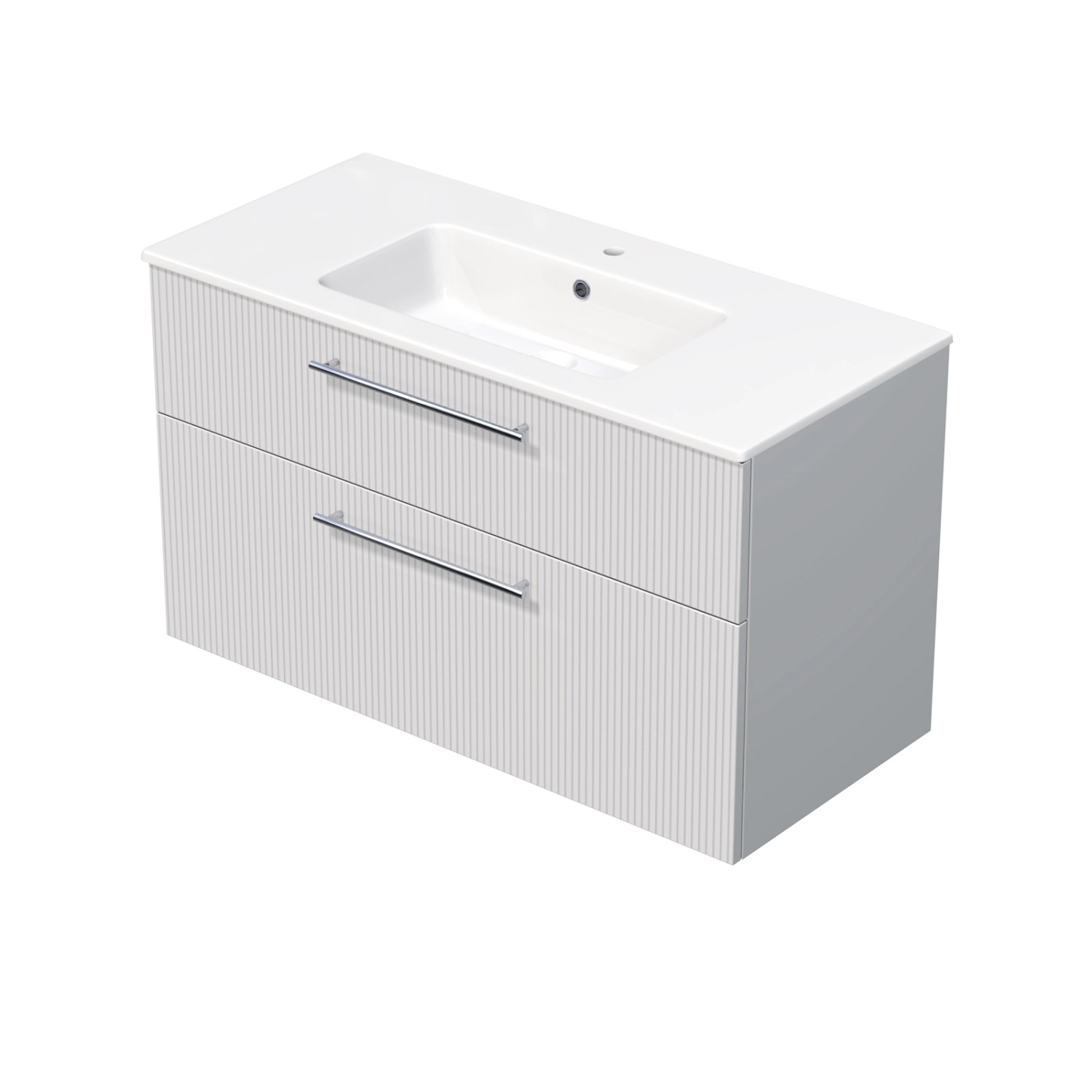 INTEDOOR Koupel.skříň+umyvadlo BEE, úchyt chrom, 2 zás., š. 101cm, bílá 3D pruhy