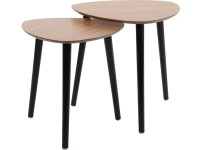 Koopman 2dílná sada odkládacích dřevěných stolků přírodní/černá