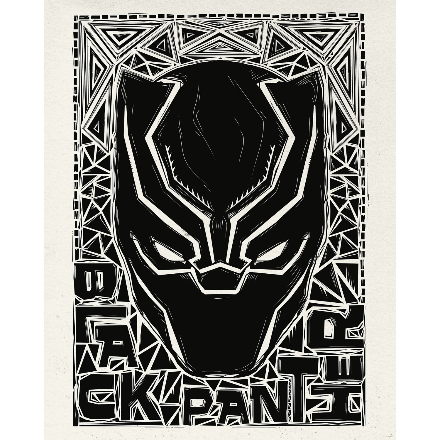 Komar Plakát Marvel Black Panther Lino-Cut Helmet 40 x 50 cm