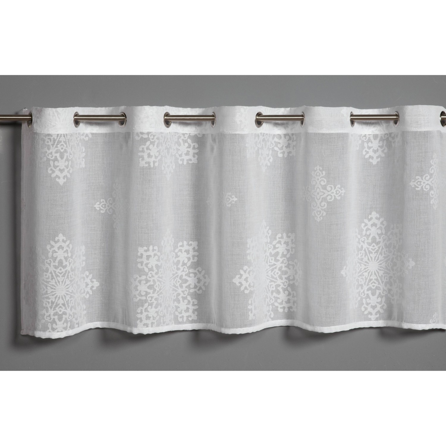 Bennetti Vitrážová záclona s otvory, ornamenty, bílá 135 x 45 cm