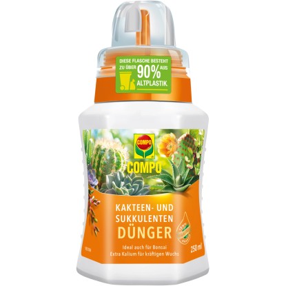 Compo Hnojivo na kaktusy 250ml: Speciální hnojivo pro kaktusy a sukulenty, s dávkovačem.