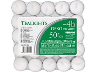 BISPOL Čajové svíčky DEKO PREMIUM bílé 10 g, 50 ks