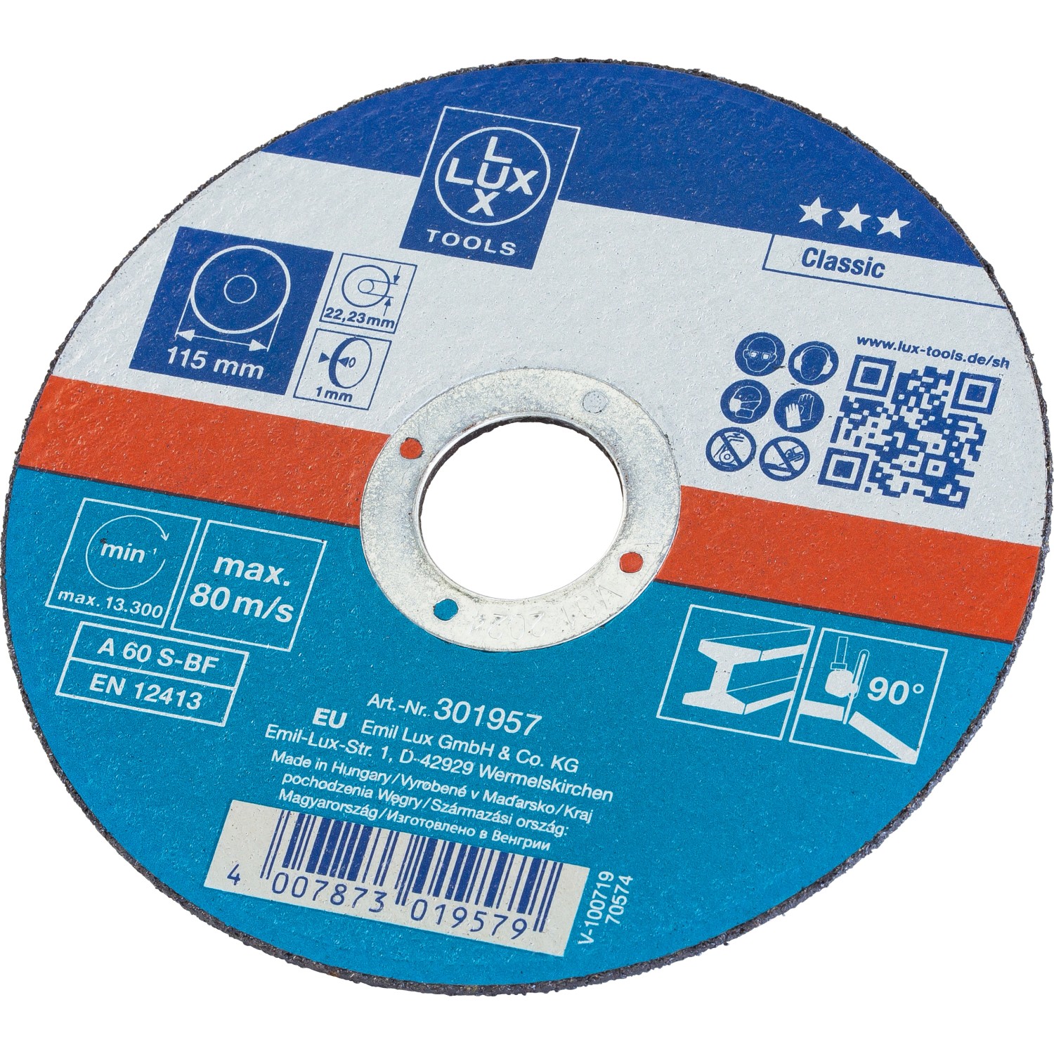 LUX Řezný kotouč vyztužený tkaninou Classic na kov, pr. 115 x 1 mm