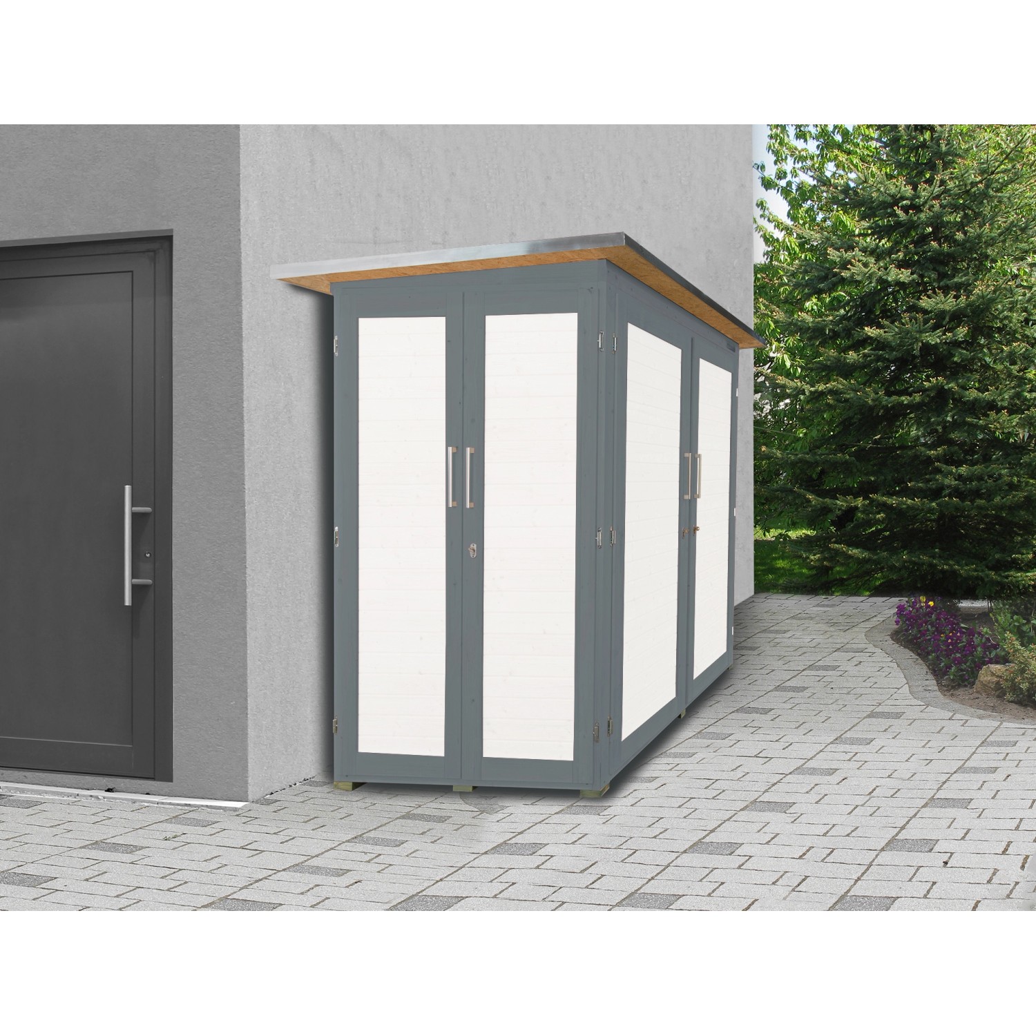 Weka Zahradní skříň Garten Q Kompakt, šedá, 217 x 224 x 155 cm