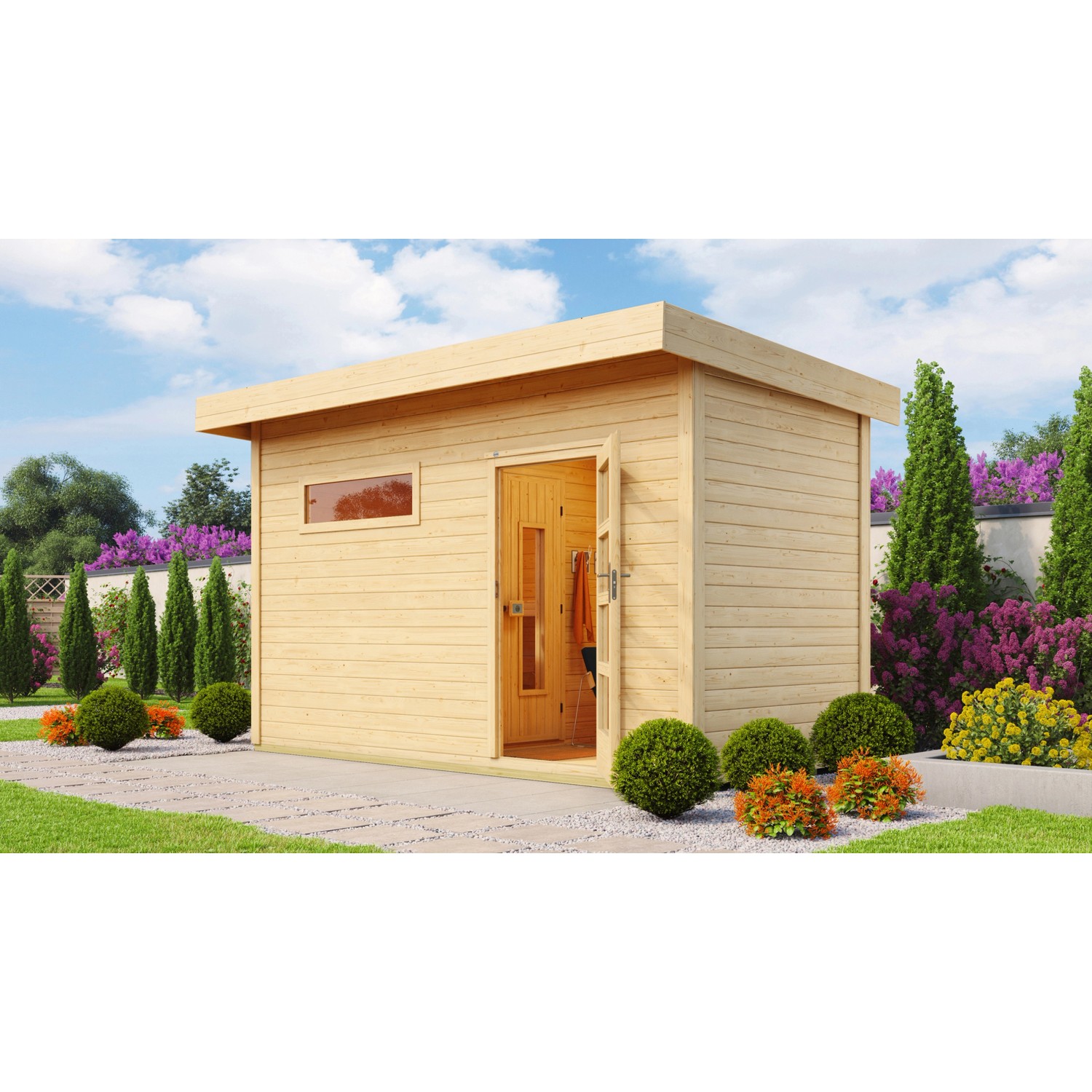 Weka Saunový domek Farsund s úzkým oknem, přírodní, 415x250x253cm + Klassik 9 kW