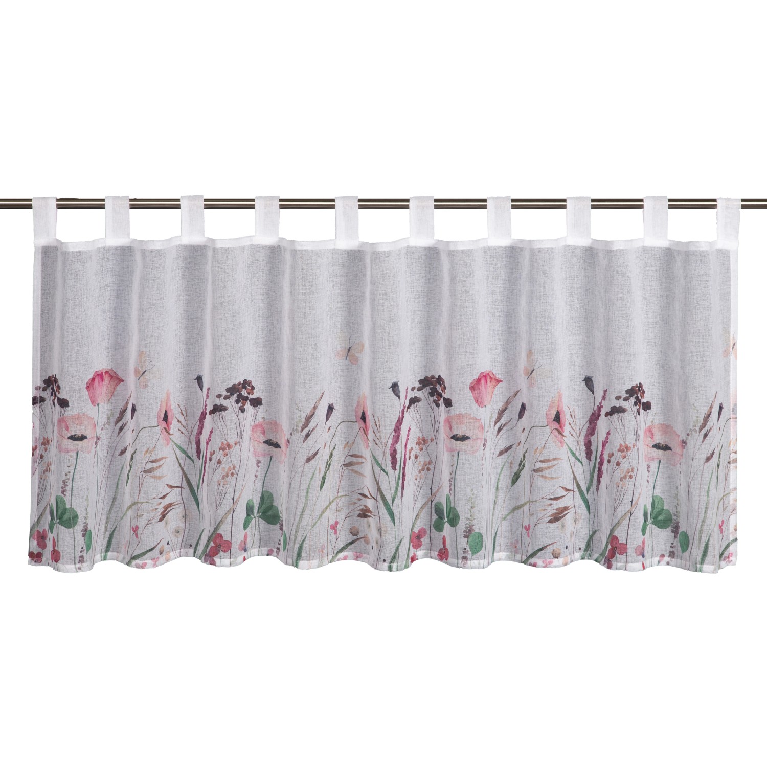 Sehlbach Vitrážová záclona s poutky, letní louka, vícebarevná, 135 x 45 cm