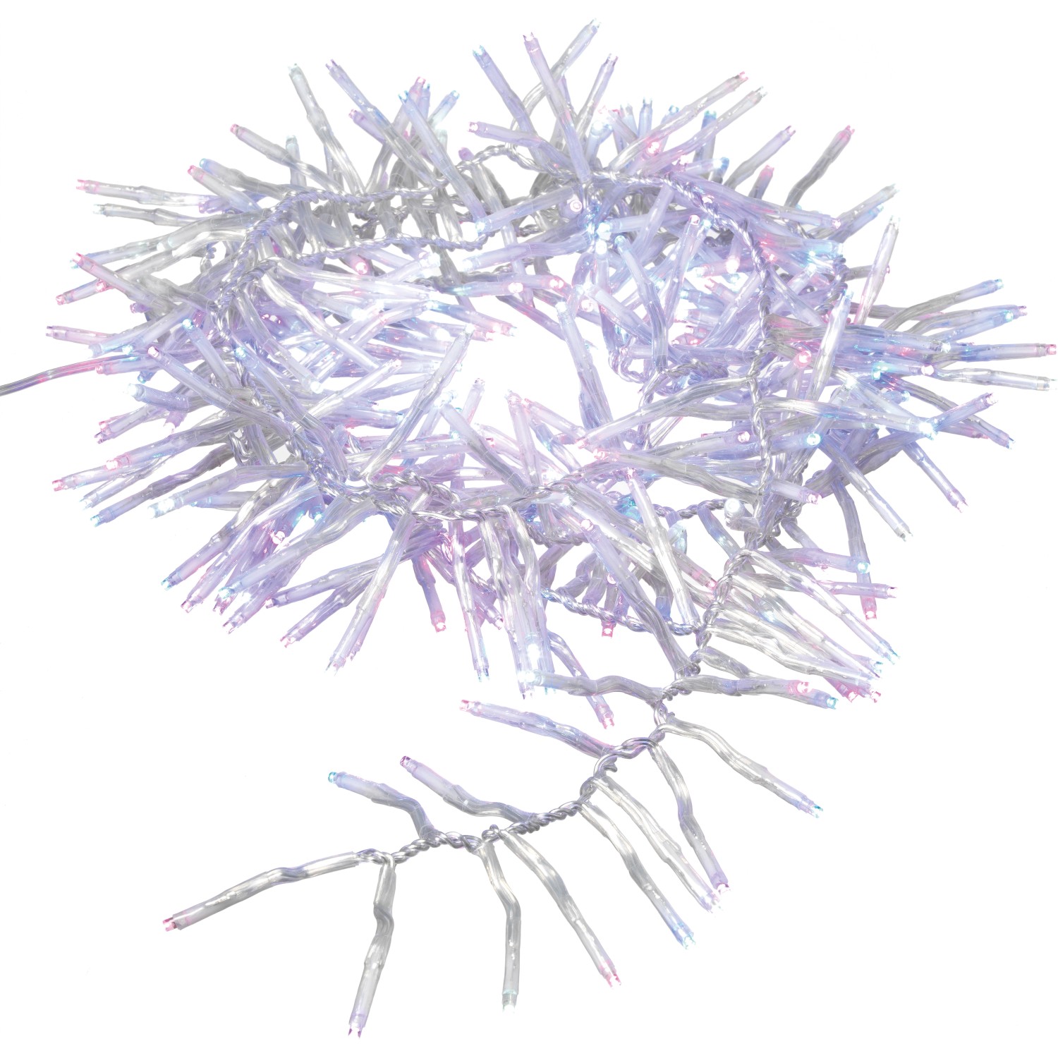 LED světelný řetěz ve tvaru trsu, 300 barevných diod, transparentní kabel 800 cm