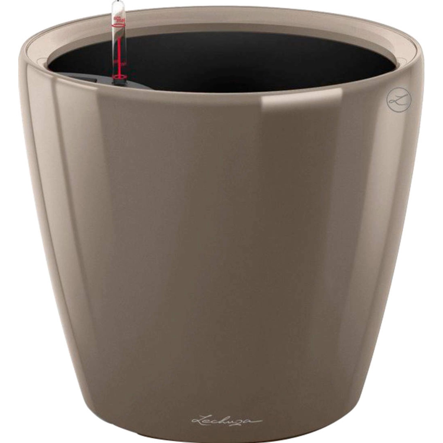 Lechuza Květináč Classico Premium LS 35, šedohnědá vysoce lesklá, pr. 35 x 32 cm