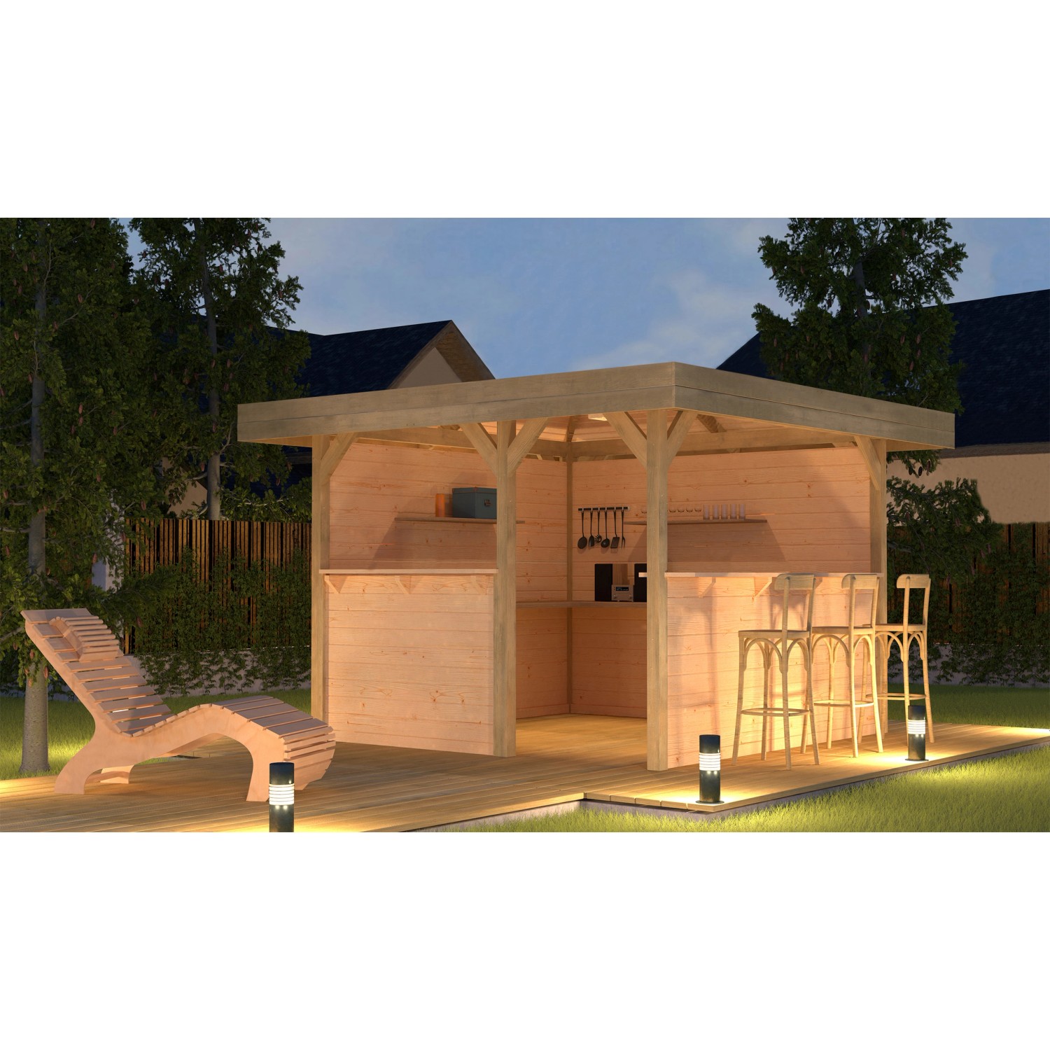 Weka Dřevěný zahradní altán 657 vel. 2 vč. stěn, 349 x 360 x 230 cm