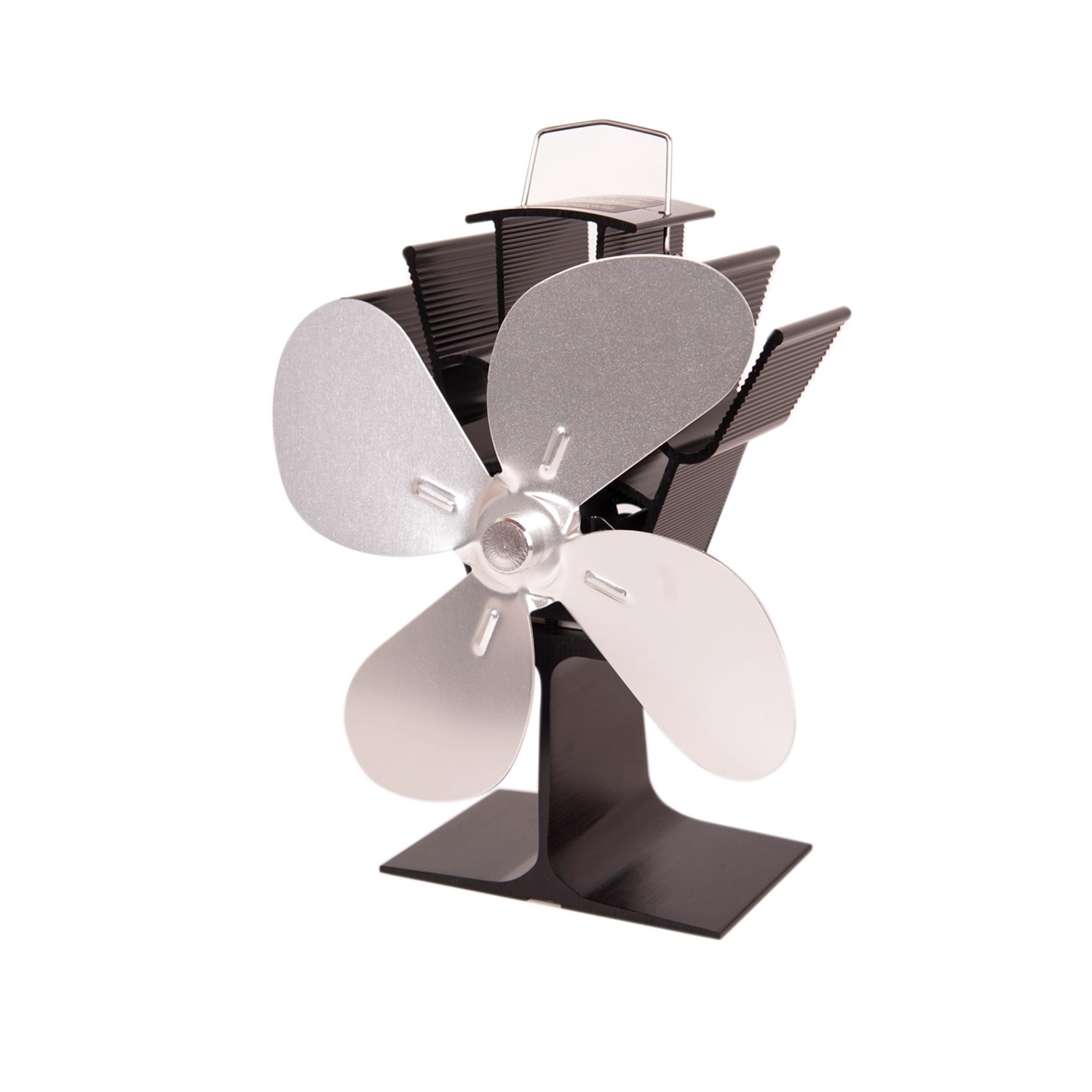 HS Flamingo Ventilátor na kamna 4lopatkový, stříbrný, 115 x 180 x 197 mm