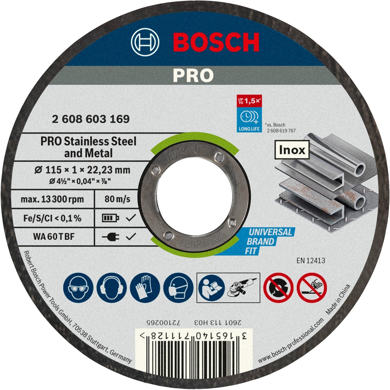 Bosch Řezací kotouč PRO Stainless Steel and Metal 115 x 1 x 22,23 mm