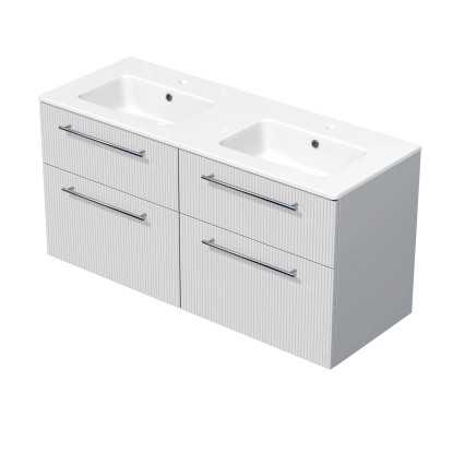 INTEDOOR Koupel.skříň+dvojumyvadlo BEE, úchyt chrom, 4zás., š.121cm bílá 3D pruh