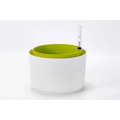 Plastia Samozavlažovací květináč Berberis bílá+zelená pr. 30 x 19,8 cm