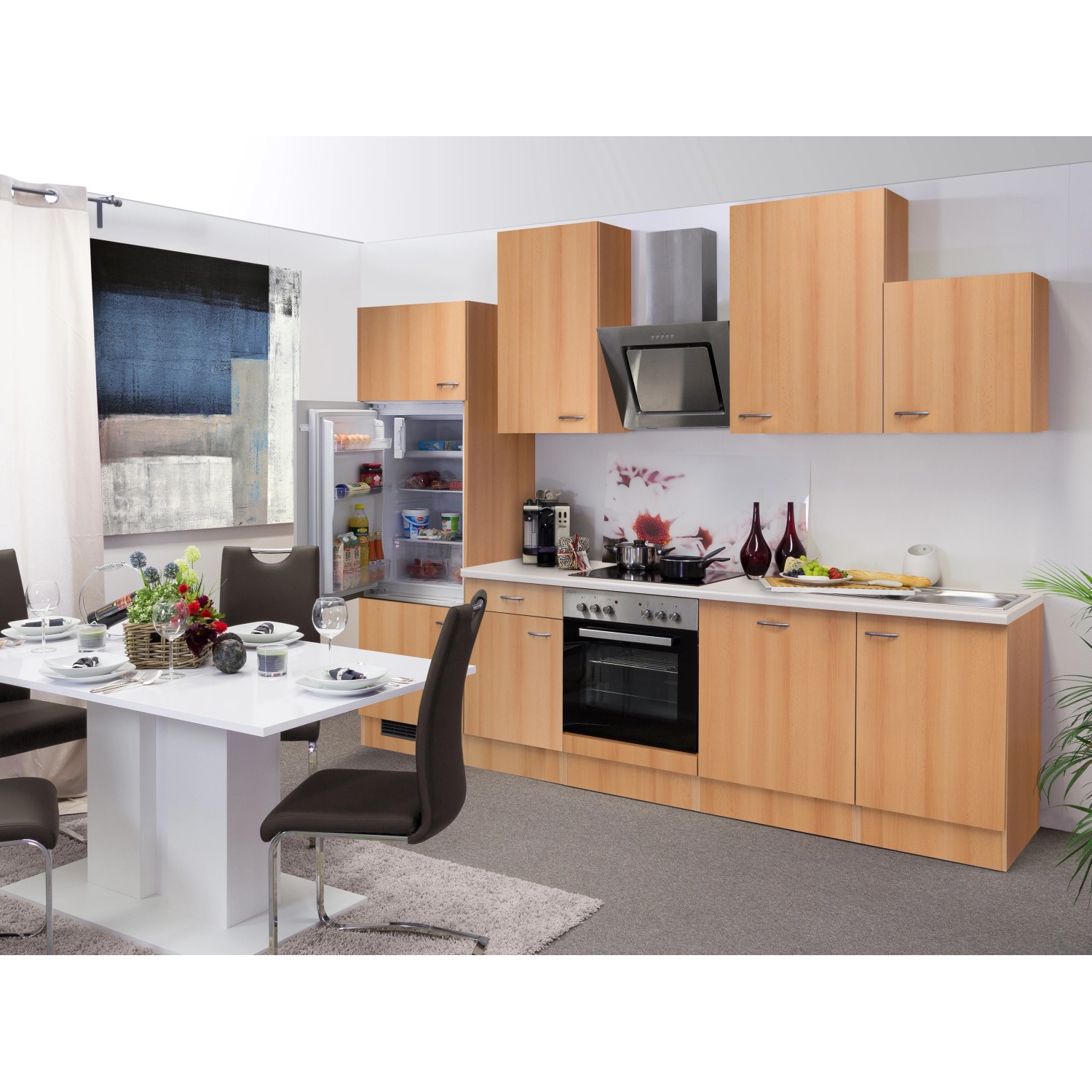 Flex-Well Kuchyně Nano 280 cm/typ 1 - lednice/trouba/varná deska/digestoř/myčka