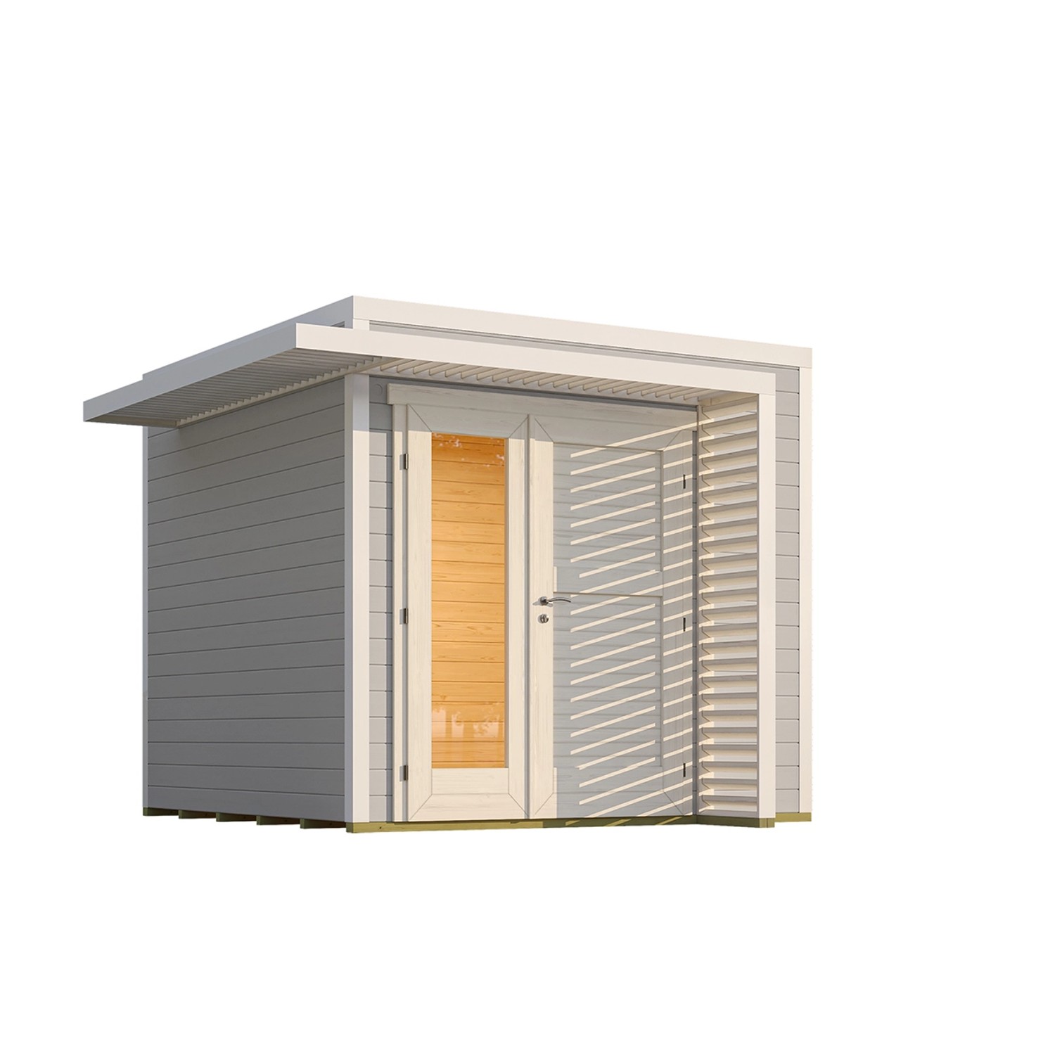 Weka Dřevěný zahradní domek Amberley 28mm V1, šedá-bílá, 250 x 250 cm