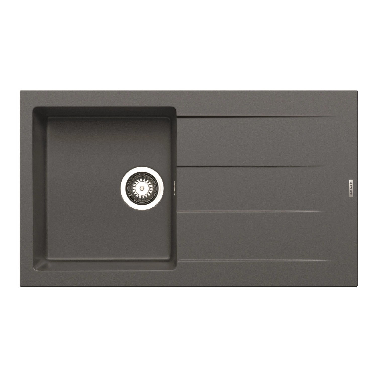 Pyramis Granitový dřez s odkapávačem Athlos 1B 1D, iron grey, 86 x 50 cm