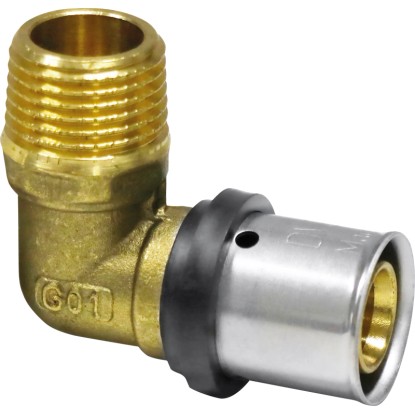 PIPETEC Lisovací koleno PFWA1604 měděné, 16x2 - R 1/2