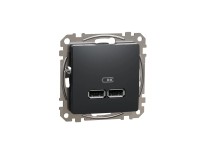 Schneider Electric Dvojitá USB A+A nabíjecí zásuvka Sedna D/E 2.1A, antracitová