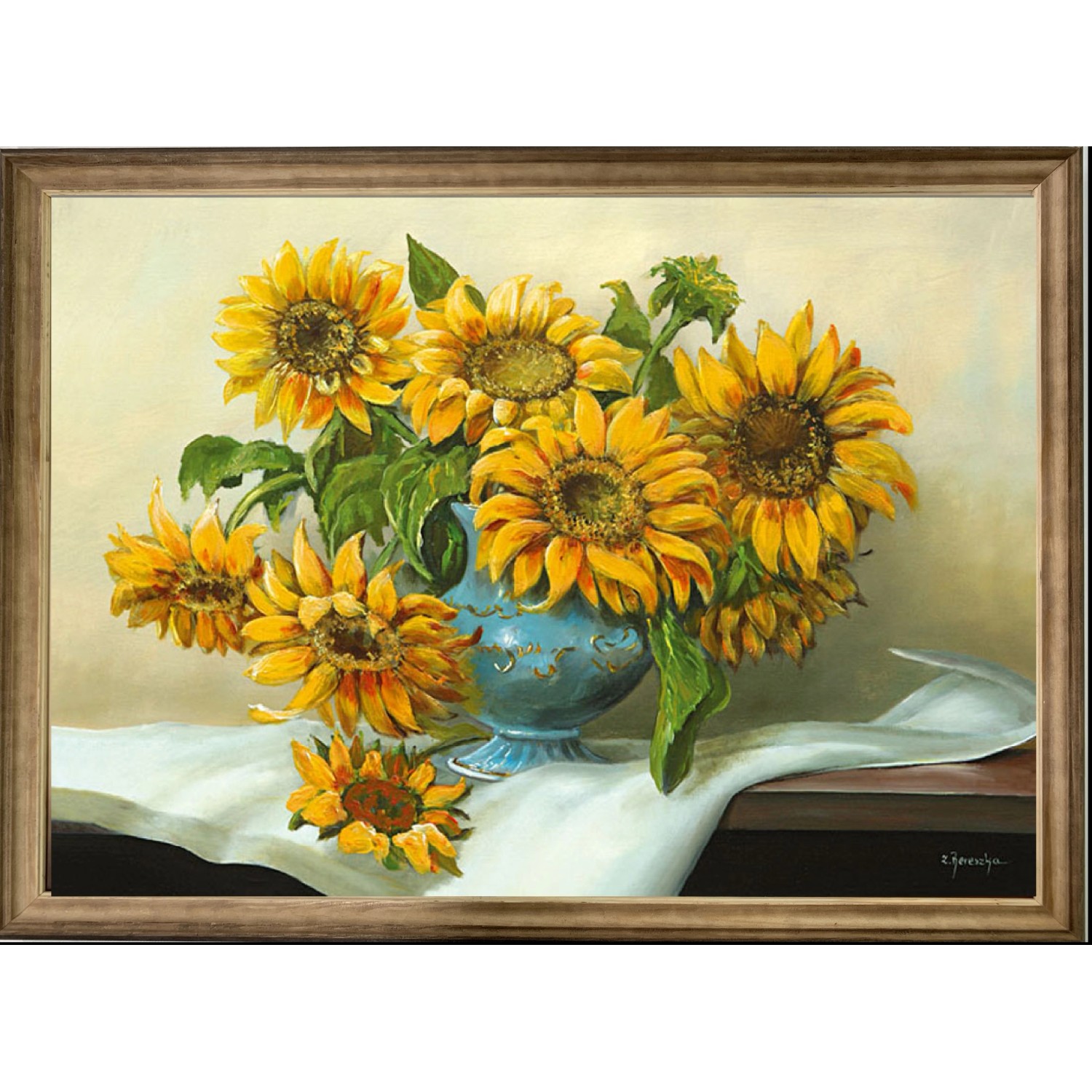 Bondecor Zarámovaný obraz Slunečnice 54 x 74 cm