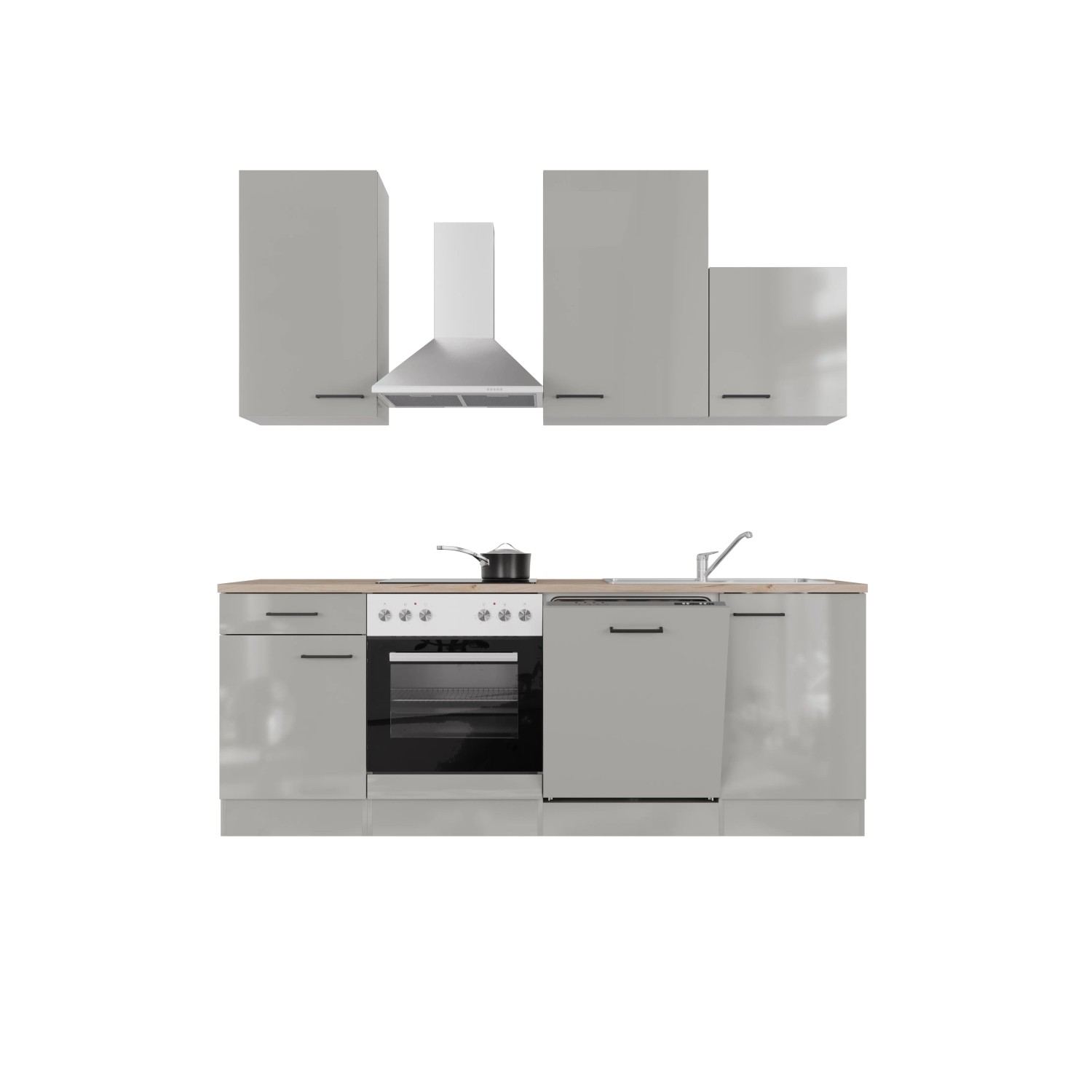 Flex-Well Kuchyně Lund 220 cm/typ 1 - varná deska/trouba/digestoř/myčka