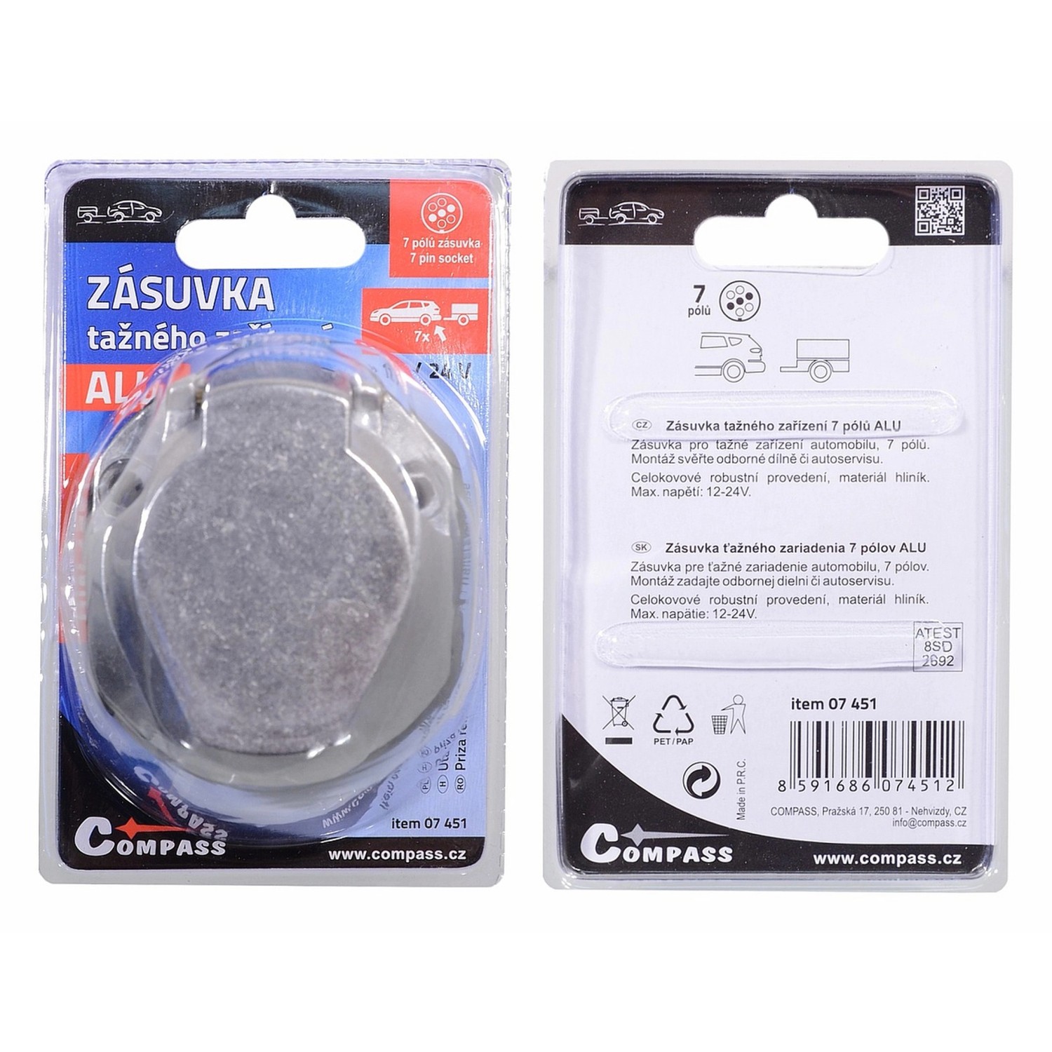 COMPASS Zásuvka tažného zařízení ALU 7 pólů s těsněním