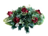 M.A.T. Podzimní dušičkové aranžmá z umělých květin červené pr. 28 cm