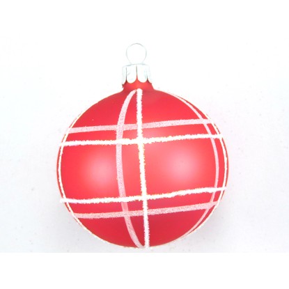 Ornex Vánoční ozdoba skleněná koule s mřížkou růžová, 7 cm
