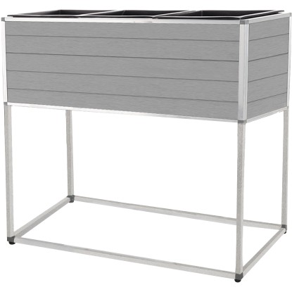 WPC květináč Monaco s kovovým podstavcem, šedá, 61 x 20 x 21/63 cm