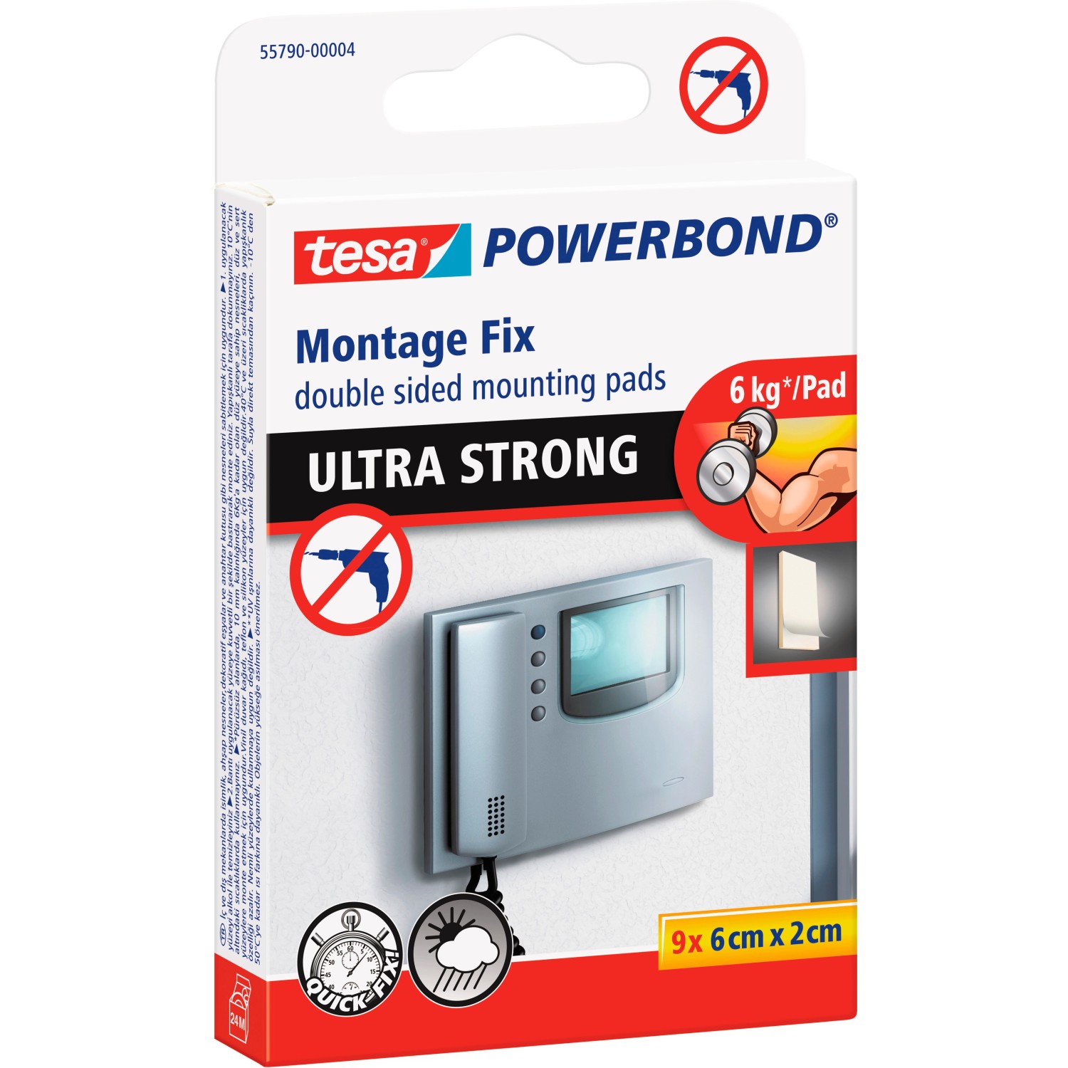 tesa Oboustranné montážní proužky Powerbond ULTRA STRONG, 9 ks, 6 cm x 2 cm