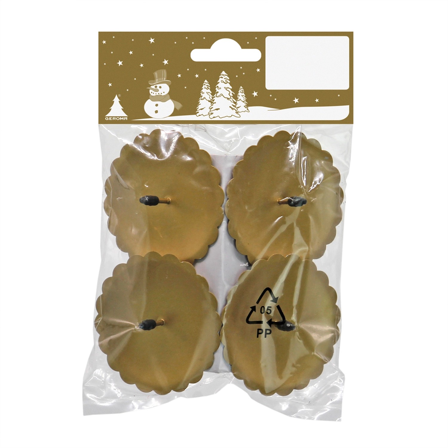 Kovový svícen kulatý, zlatý, pr. 6 cm, 4 ks