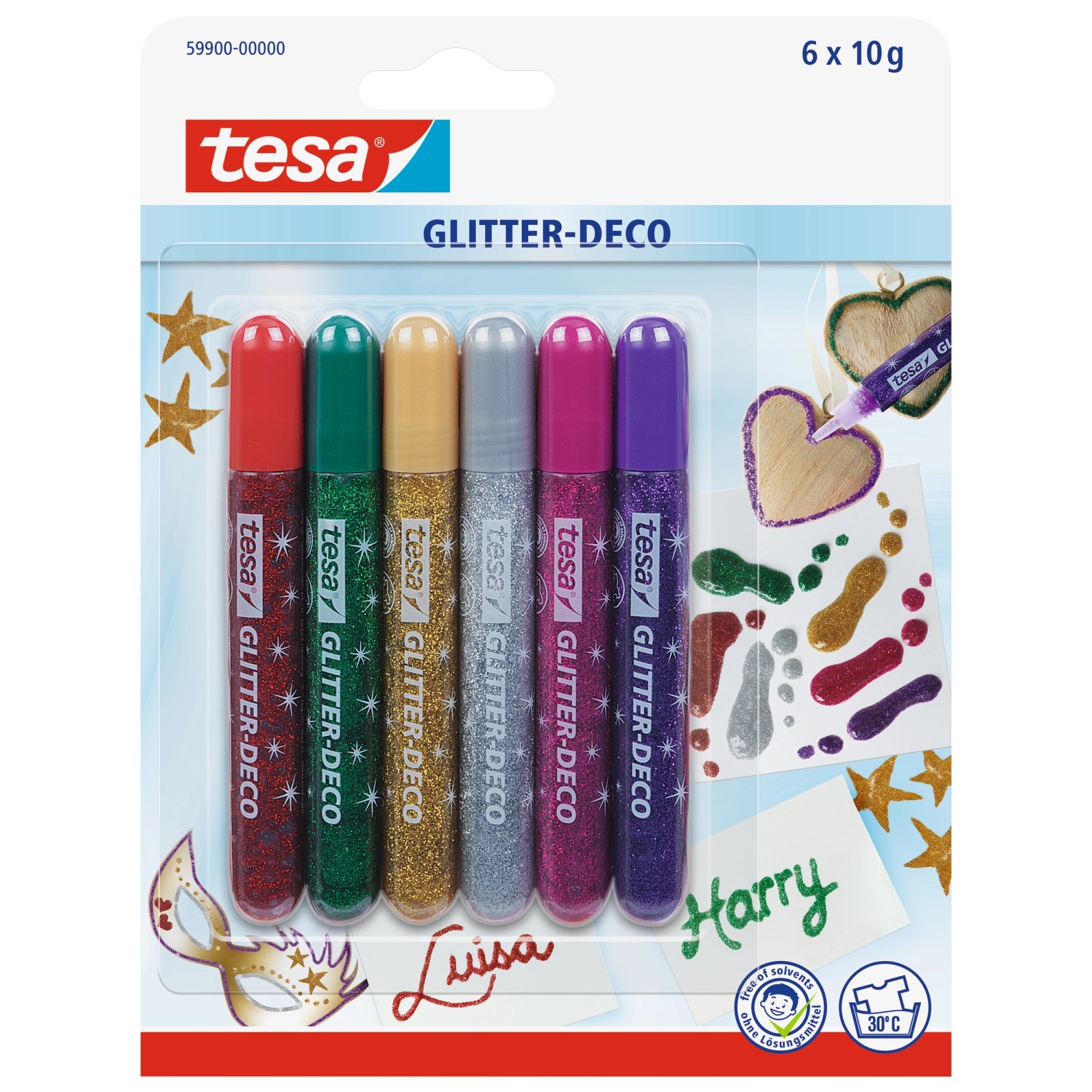 tesa Třpytivé dekorační pero GLITTER DECO, 6 x 10 g